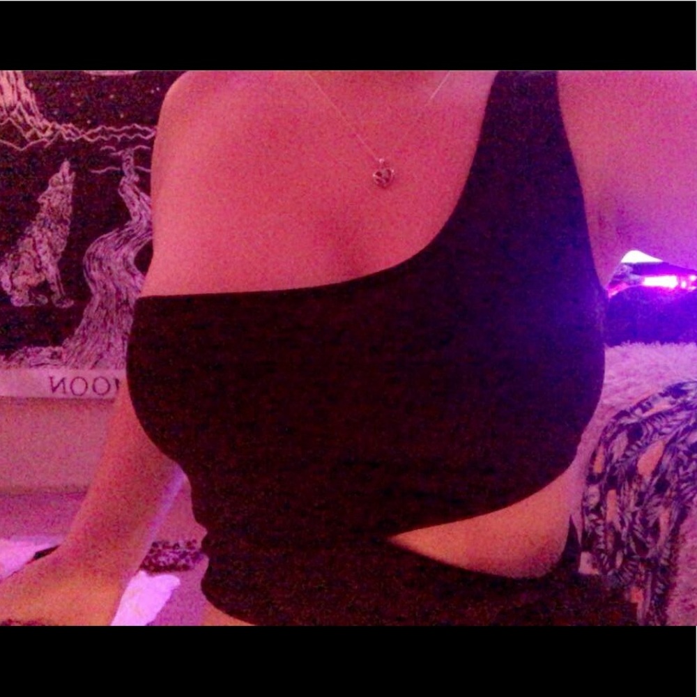 New one shoulder tie crop top. Black. Size medium